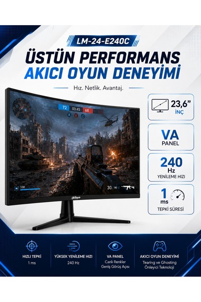 DAHUA DHI-LM24-E240C VA Panel Curved (Kavisli) 23,6 inç 240 Hz 1920 (H) × 108...