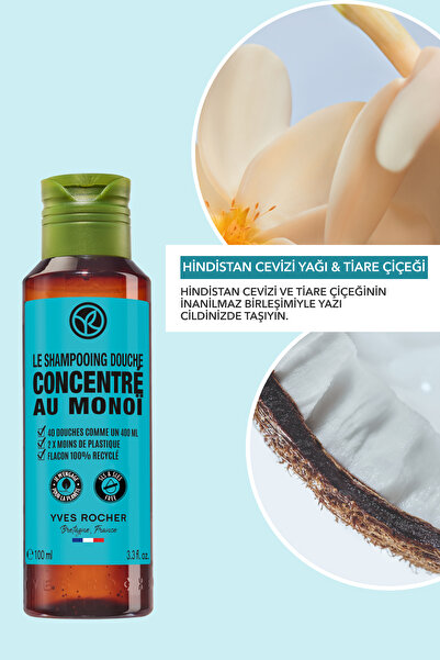 Yves Rocher Monoi Konsantre Nemlendirici Saç ve Vücut Şampuanı-Monoi de Tahiti-SLS, SLES içermez,Vegan-100ml