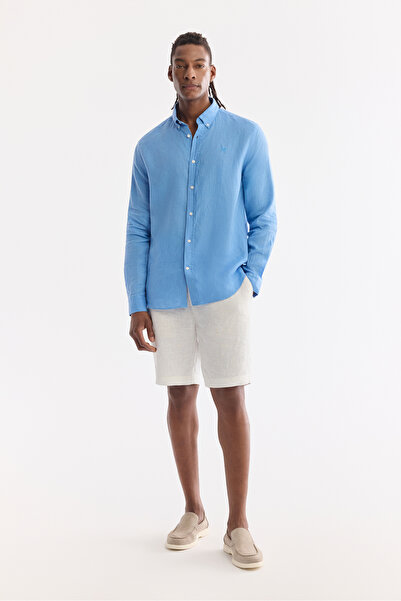 Avva Erkek Beyaz Beli Lastikli %100 Keten Relaxed Fit Şort B003732