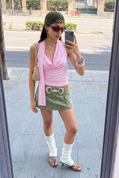 Trendyol Kollektion Rosa figurbetonte, ärmellose, weich gestrickte Bluse mit ...