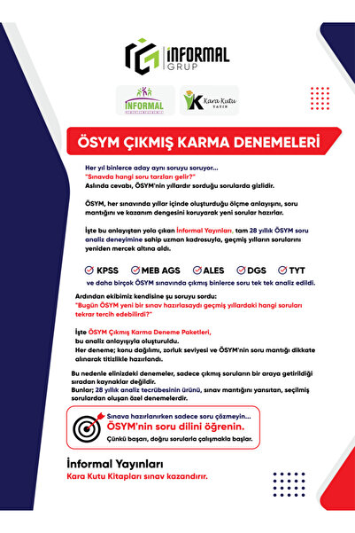 İnformal Yayınları 2026 KPSS ÖSYM Karma KaraKutu Lisans ÖnLisans Ortaöğretim GY-GK Çıkmış 10lu Deneme Türkiye Geneli