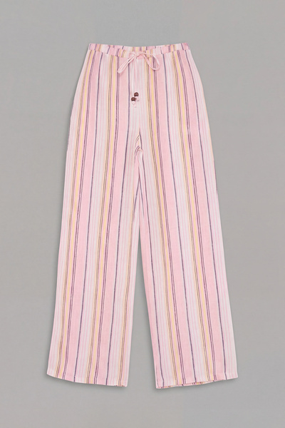 Trendyol Kollektion Lila-Mehrfarbige, farbig gestreifte Hose mit weitem Bein ...