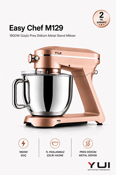 Yui Easy Chef M129 1800W Stand Mikser 7L Pres Döküm Metal Hamur Yoğurma Makinesi