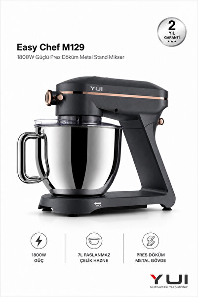 Yui Easy Chef M129 1800W Stand Mikser 7L Pres Döküm Metal Hamur Yoğurma Makinesi