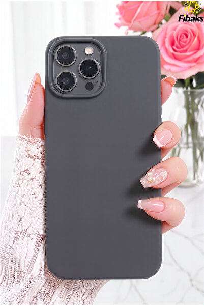 Fibaks iPhone 15 Pro Kılıf Kadife Lansman Soft Yumuşak Liquid Silikon Kamera ...