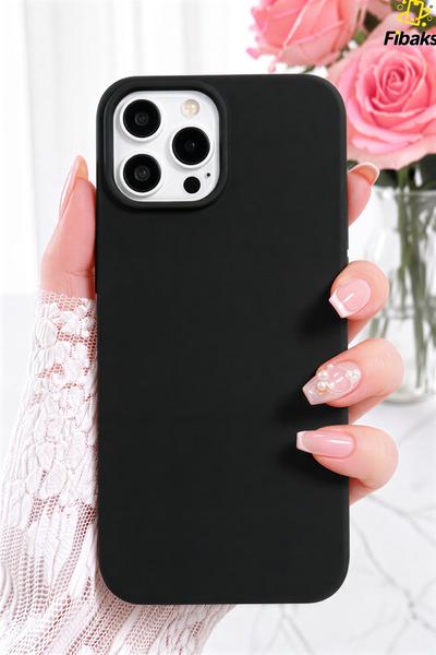 Fibaks iPhone 15 Pro Kılıf Kadife Lansman Soft Yumuşak Liquid Silikon Kamera ...