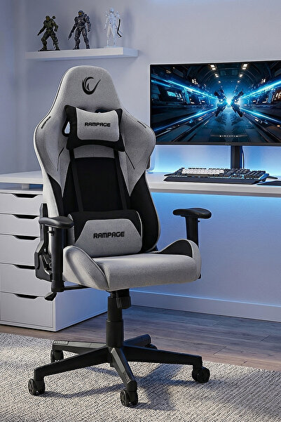 Rampage Üst Seviye Terletmez Kumaş Gri/Siyah Gaming Oyuncu Koltuğu Peak KL-R26