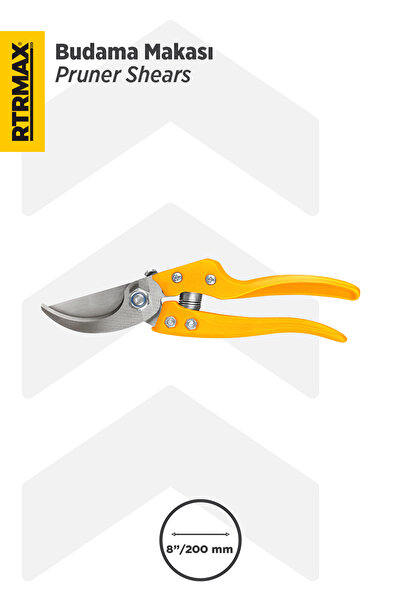 Rtrmax RH05814 Sarı Metal Saplı Bahçe Makası Boy: 20 cm Kesme Çapı: 25 mm