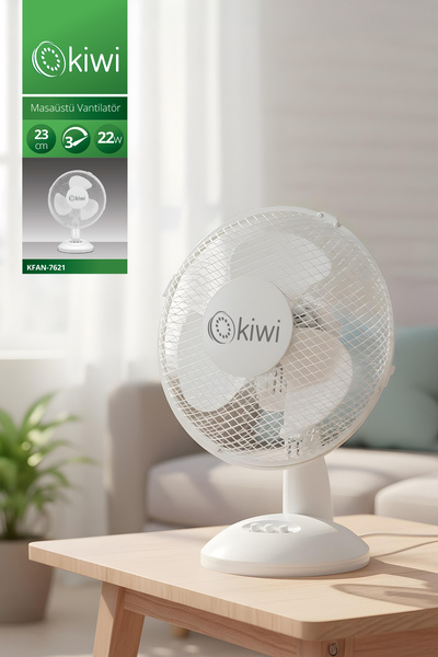 Kiwi KFAN-7621 Masaüstü Vantilatör | 23cm Fan Çapı & 3 Kademeli Hız & Salınım...