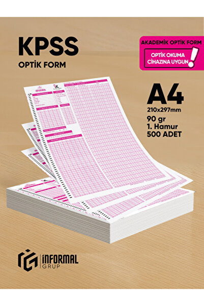 Karakutu Yayınları KPSS Deneme Sınavları İçin 500 Adet (90.GR) Akademik Optik...