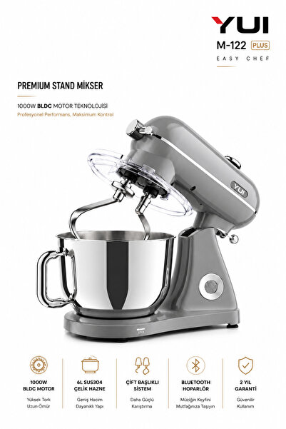 Yui M122 Plus Easy Chef Dc Motor Stand Mikser Çift Başlıklı Hoparlör Özellikl...