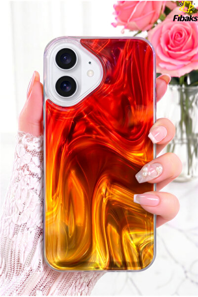 Fibaks iPhone 17 Kılıf Alev Işıltısı Dalga Desenli Zerafet Yükseltilmiş Kamer...