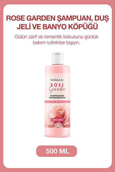 Farmasi Rose Garden 3’ü 1 Arada Şampuan Duş Jeli ve Banyo Köpüğü 500 ml | Gua...