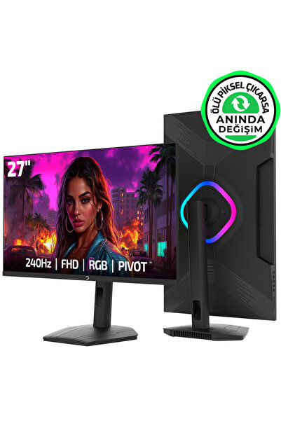 GamePower Lunis L50 27'' 240Hz 0.5Ms VA FHD RGB Pivot Gaming Monitör (Ölü Pik...