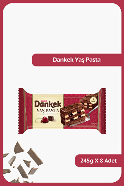 Ülker DANKEK Yaş Pasta - Çikolata Kaplamalı Vişne Soslu - 245 gram - 8 Adet
