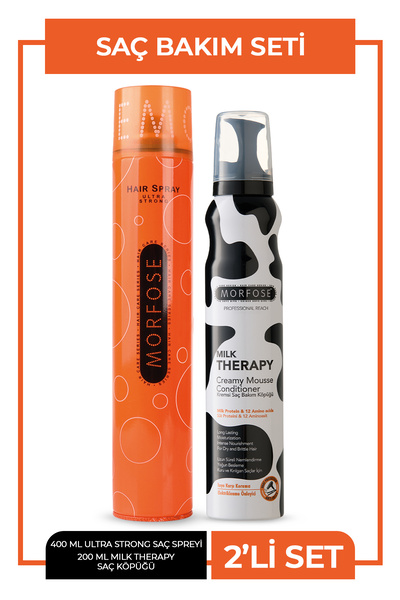 Morfose Saç Spreyi Turuncu 400ml + Milk Therapy Saç Köpüğü 200ml