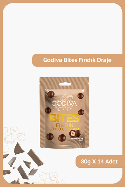 Godiva BITES - Sütlü Çikolatalı Fındık Draje - 80 gram - 14 Adet