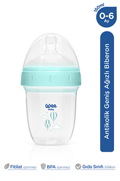 Wee Baby زجاجة رضاعة واسعة الفوهة مضادة للمغص ومضادة للغازات بتدفق بطيء للأطف...