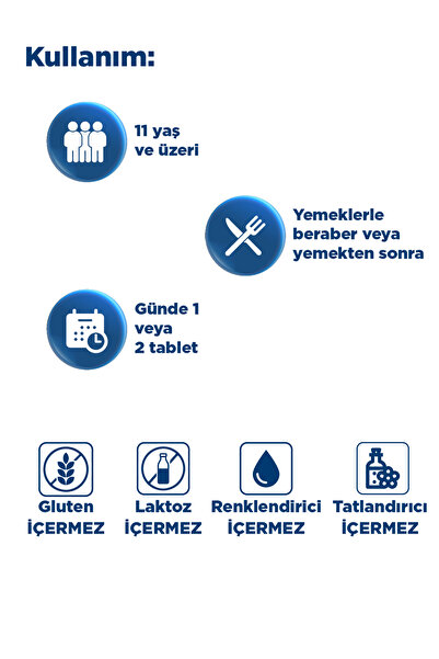 Dynavit Osteo 60 Tablet - Kalsiyum, Magnezyum, Çinko, Bor, Bakır, Selenyum, Vitamin D3 - Eklem&Kemik