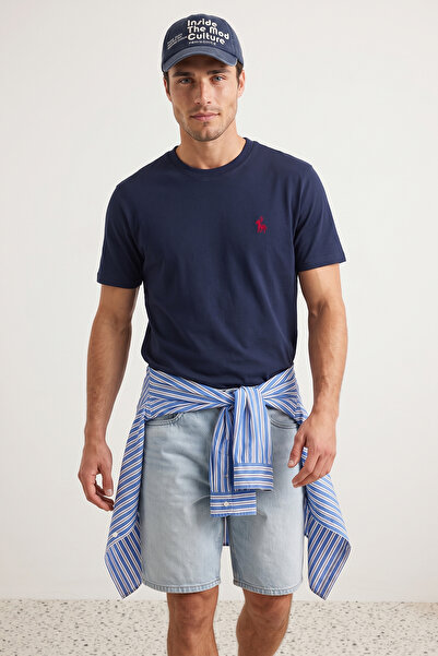 Trendyol Collection Tricou bumbac 100% cu croiala normala, albastru bleumarin...