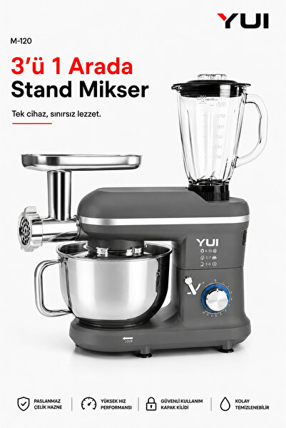Yui M120 Multi-fonksiyonel 3'ü Bir Arada Stand Mikser Kıyma Setli Ve Blender ...