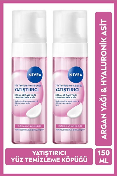 NIVEA Yatıştırıcı Yüz Yıkama Köpüğü 150ml, Kuru ve Hassas Cilt,Argan Yağı,Hya...