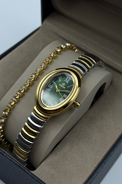 Homies Women's Wristwatch Oval Case Green Dial Original Box and Bracelet Incl...