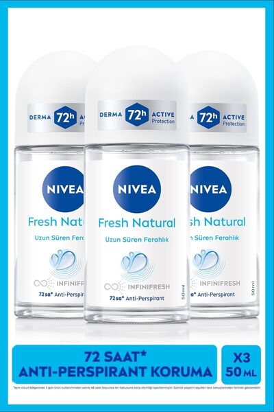 NIVEA Kadın Roll-on Deodorant Fresh Natural 50ml, Terlemeye Karşı 72 Saat Kor...