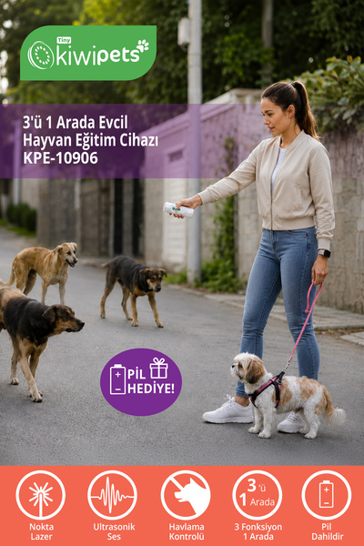 Tiny Kiwipets KPE-10906 3'ü 1 Arada Köpek Kovucu Hayvan Eğitim Cihazı | Ultra...