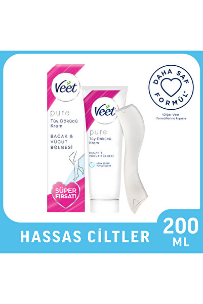 Veet Pure Depilatory Cream for Legs and Body – Sensitive Skin 200 ml
