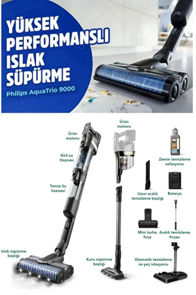 Philips AQUA TRİO YENİ 3'ü 1 Arada (Islak, Kuru ve Moplu) Hibrit Güç Motorlu ...