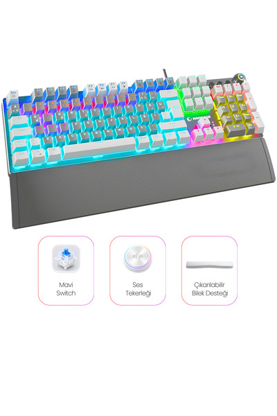 Rampage Kb-r28 Blade Plus Türkçe Mavi Switch Mekanik Klavye Gaming Oyuncu Kla...