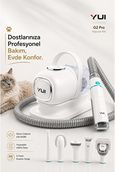 Yui G2 Pro Şarjlı 10 Parça Evcil Hayvan Bakım Seti Ve Vakum Cihazı