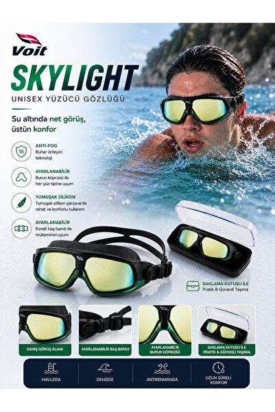 Voit Skylight Unisex Aynalı Yüzücü Gözlüğü | Anti-Fog, UV Korumalı, Silikon