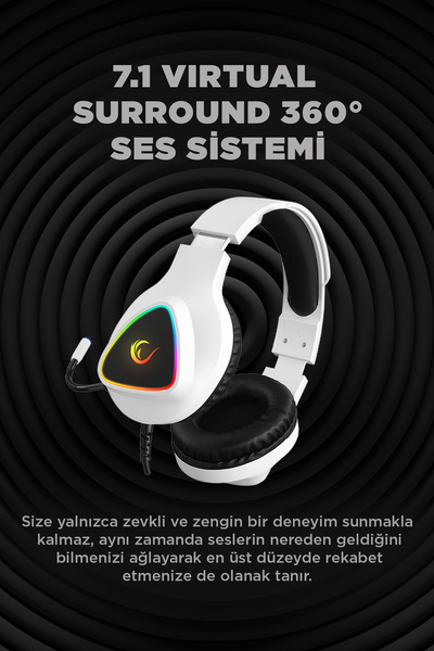 Rampage M7 Moncher Rgb Usb 7.1 Gaming Kulaklık Oyuncu Kulaklığı Ses Kontrol Gürüntü Engelleyici