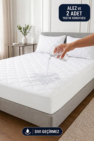 Formeya Adelya Classic gestepptes, wasserfestes Matratzenschoner-Set (2 Kisse...