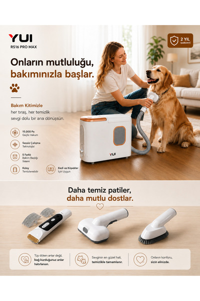Yui RS16 Pro Max 15.000 Pa Pet Kit Akıllı Robot Vacuum & Mop Süpürge Beyaz (YUI TÜRKİYE GARANTİLİ)