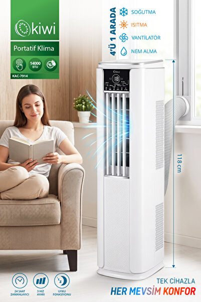 Kiwi 14000 BTU Soğutma ve Isıtma | Kurulum Gerektirmeyen Klima KAC-7914