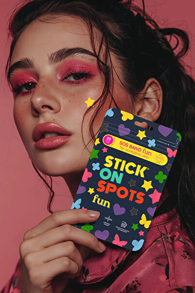Stick On Spots SOS Akne Bandı Fun 20'li Renkli Akne Bandı Hidrokolloid Bant