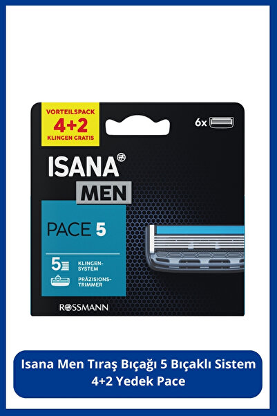 ISANA MEN Tıraş Bıçağı 5 Bıçaklı Sistem 4+2 Yedek Pace 1 Adet