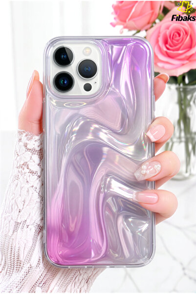 Fibaks iPhone 16 Pro Max Kılıf Rüya Shine Saten Dokulu Renk Geçişli Hologram ...