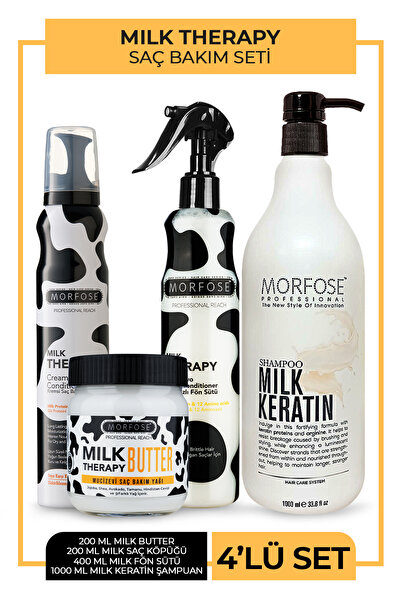 Morfose Milk Keratin Sütü Şampuanı 4'lü Saç Bakım Ve Şekillendirme Seti