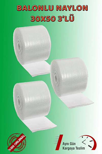 Dempak Balonlu Naylon 30 Cm X 50 Mt 3-lü Setpatpat Pıtpıt Ambalaj, Paketleme,...