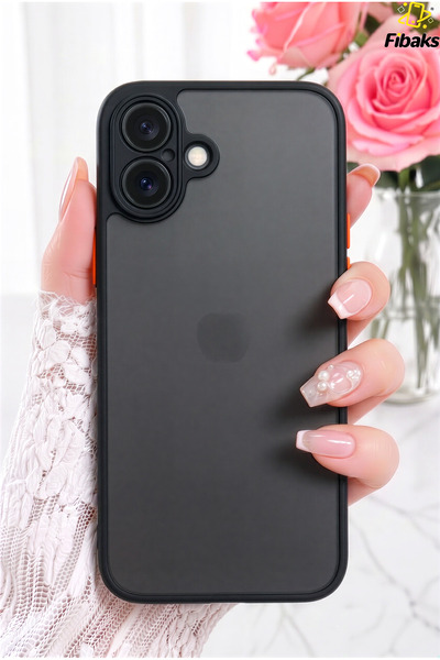 Fibaks iPhone 16 Kılıf Mat Parmak Izi Yapmaz Kamera Korumalı Renkli Tuşlu Ser...