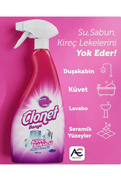 Diversey Clonet Extra Sprey 750Ml 2'li Paket -Kireç ve Banyo temizleyicisi( Siyah evye ve Armatüre kullanımı uygun )
