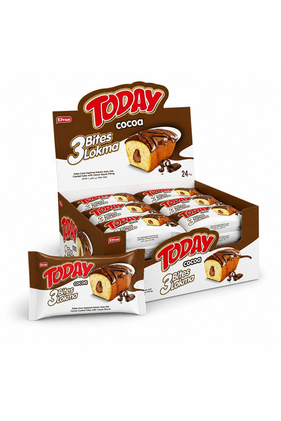 Elvan Today 3 Bites Kakaolu Kek 40 Gr. 24 Adet (1 Kutu)