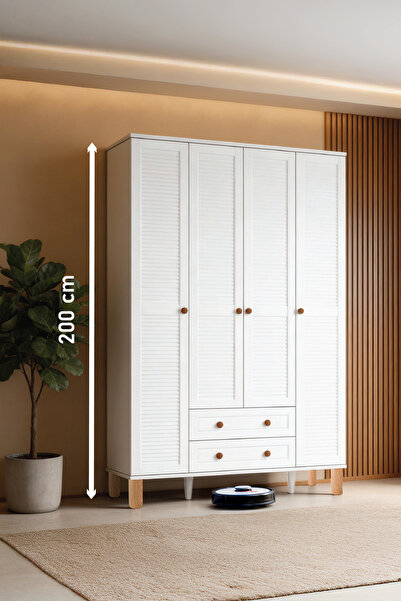 Kilim Mobilya Country Life Dört Kapaklı Dolap (MDF kapaklı, yüksek ayaklı, ik...