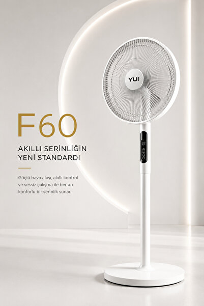 Yui F60 Beyaz 16 İnç 50W 8 Kademe 5 Pervane Döner Başlıklı Uzaktan Kumandalı ...