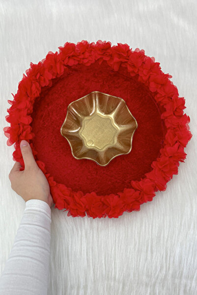 ZEYMERADE صينية هينا للعروس الحمراء، حفل زفاف، ختان، صينية مزخرفة بالزهور ثلا...