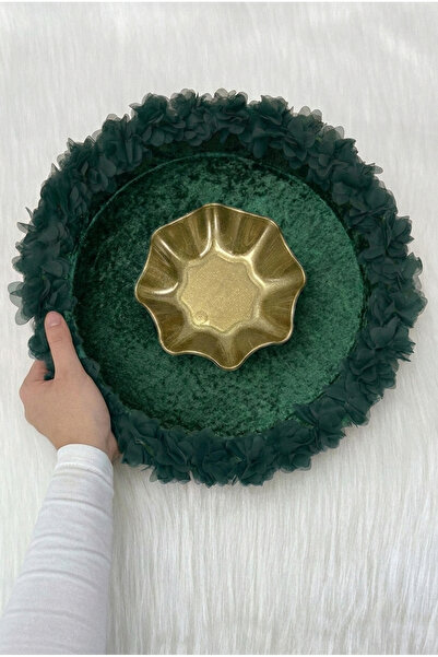 ZEYMERADE صينية هينا للعروس باللون الأخضر الزمردي، لحفلات الزفاف، الختان، مزي...